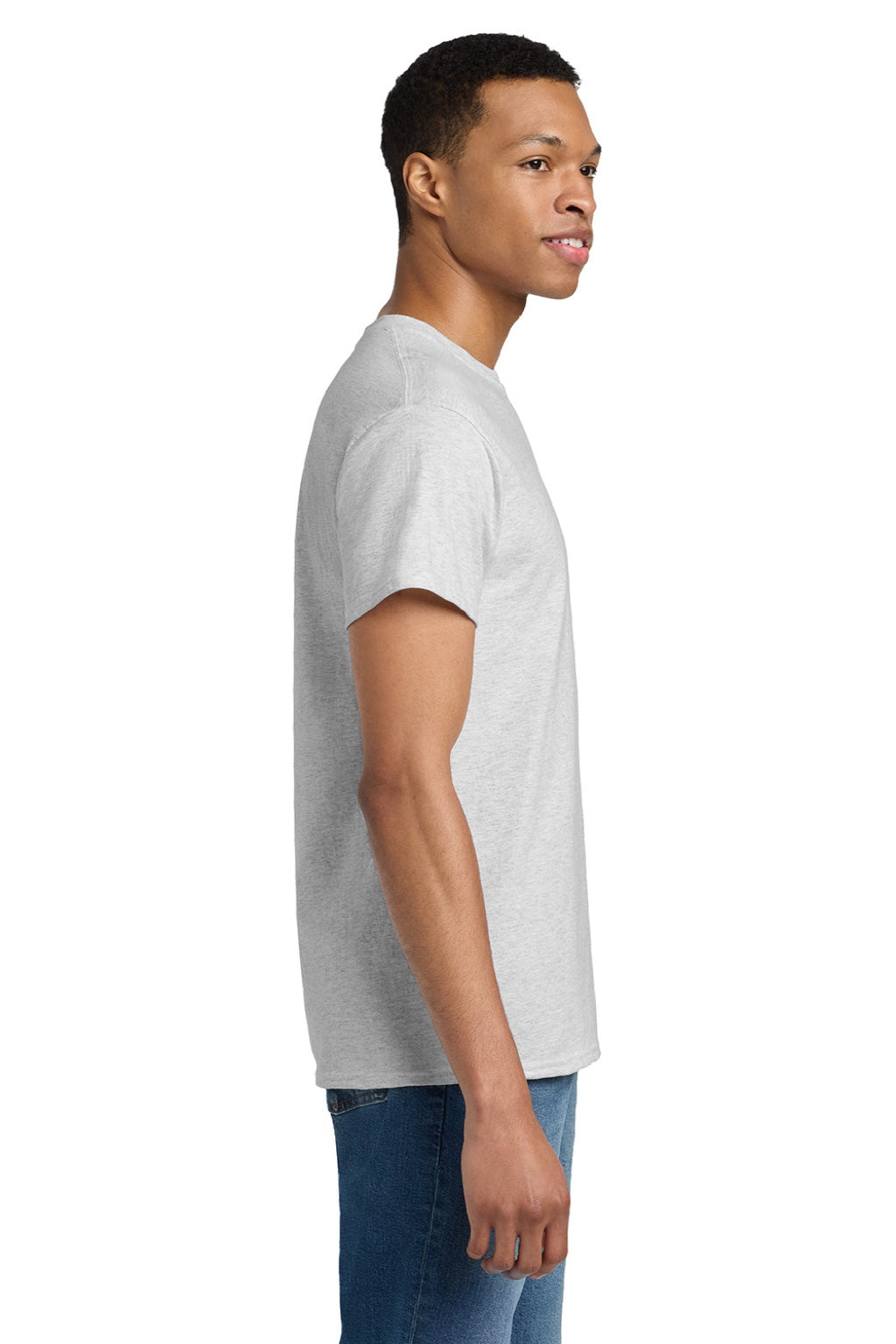 Gildan 2000/2000T Mens Ultra Short Sleeve Crewneck T-Shirt Ash Grey Model Side