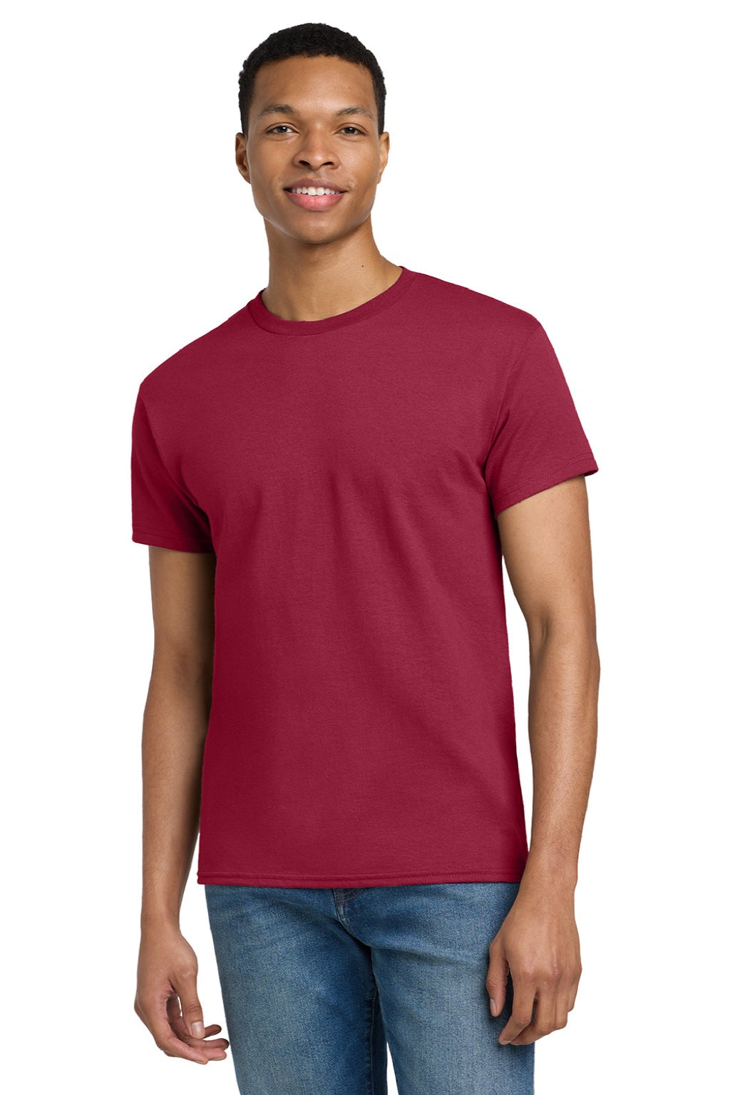Gildan 2000/2000T Mens Ultra Short Sleeve Crewneck T-Shirt Cardinal Red Model Front