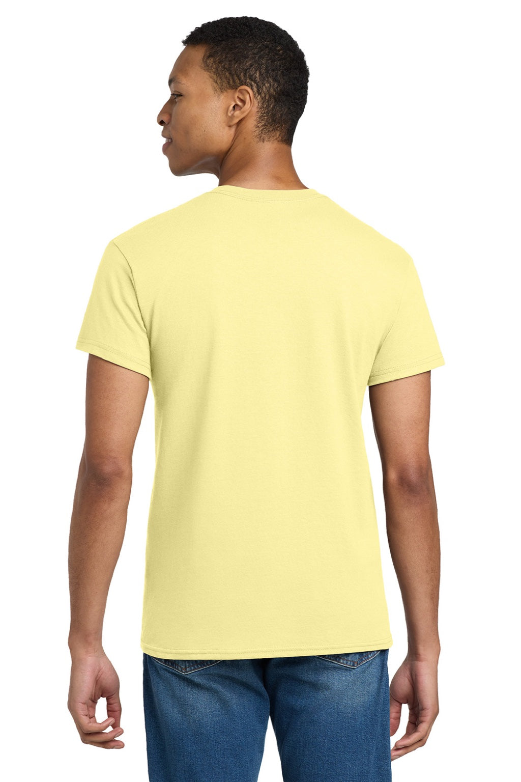 Gildan 2000/2000T Mens Ultra Short Sleeve Crewneck T-Shirt Cornsilk Yellow Model Back
