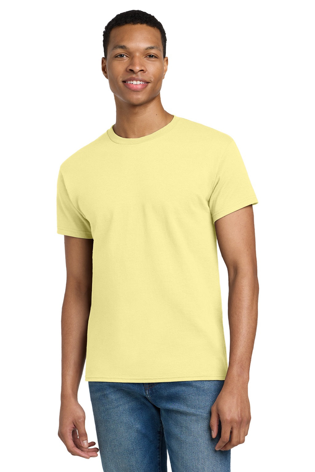 Gildan 2000/2000T Mens Ultra Short Sleeve Crewneck T-Shirt Cornsilk Yellow Model Front