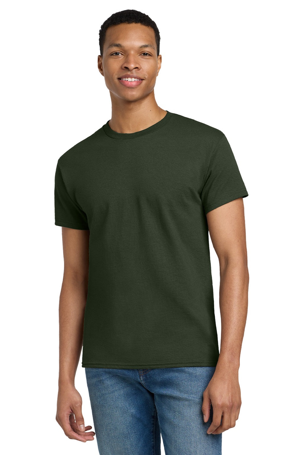 Gildan 2000/2000T Mens Ultra Short Sleeve Crewneck T-Shirt Forest Green Model Front