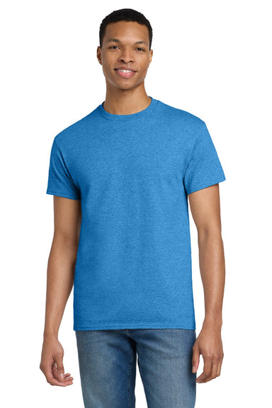 Gildan 2000/2000T Mens Ultra Short Sleeve Crewneck T-Shirt Heather Sapphire Blue Model Front