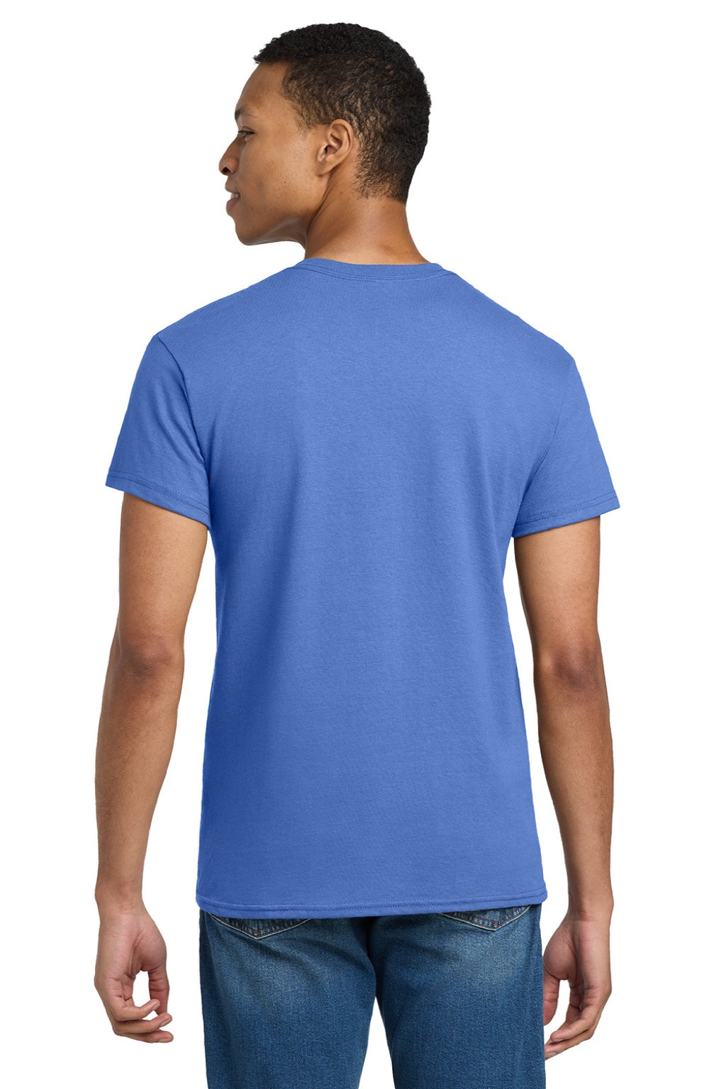 Gildan 2000/2000T Mens Ultra Short Sleeve Crewneck T-Shirt Iris Blue Model Back