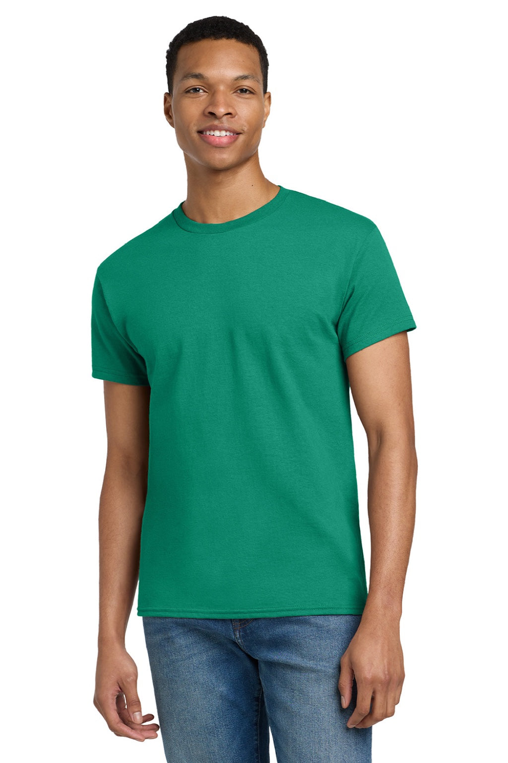 Gildan 2000/2000T Mens Ultra Short Sleeve Crewneck T-Shirt Kelly Green Model Front