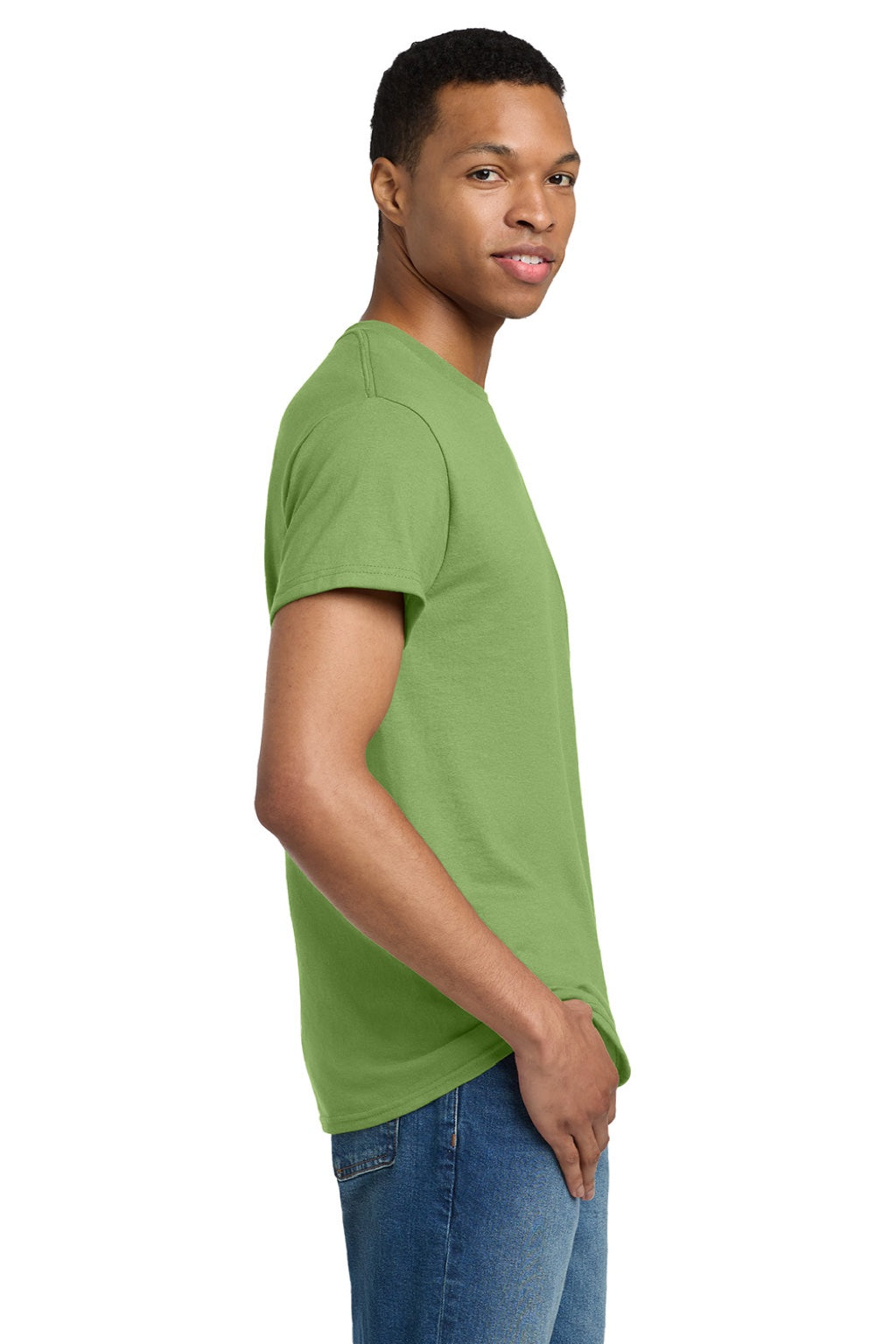 Gildan 2000/2000T Mens Ultra Short Sleeve Crewneck T-Shirt Kiwi Green Model Side