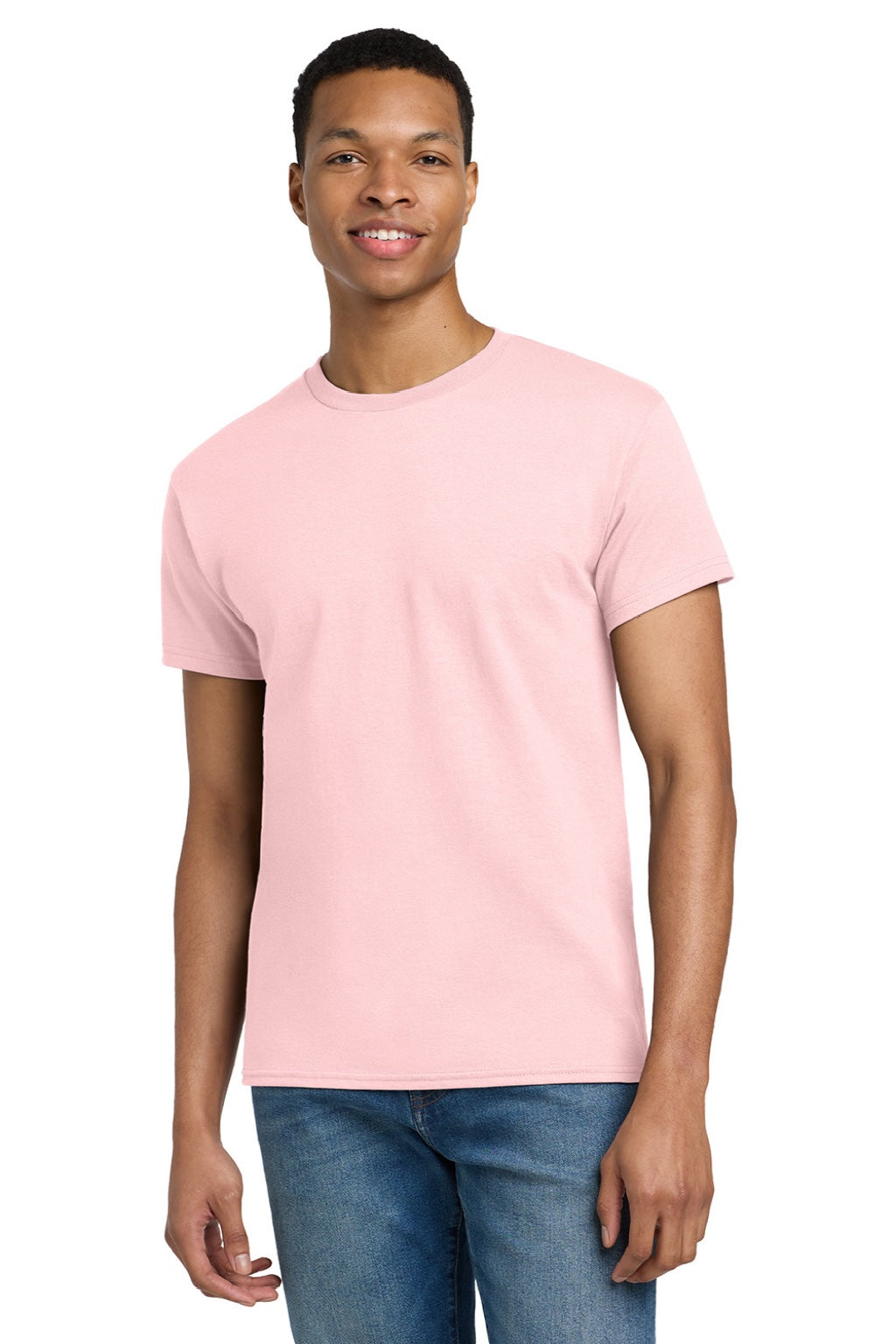 Gildan 2000/2000T Mens Ultra Short Sleeve Crewneck T-Shirt Light Pink Model Front