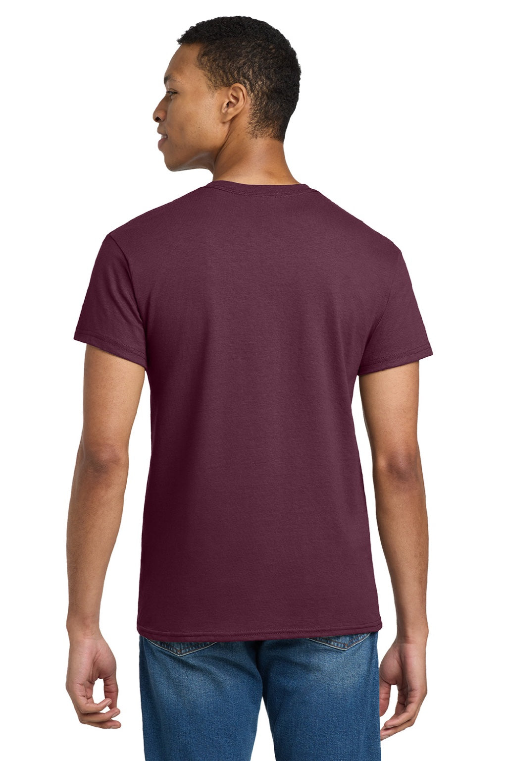 Gildan 2000/2000T Mens Ultra Short Sleeve Crewneck T-Shirt Maroon Model Back