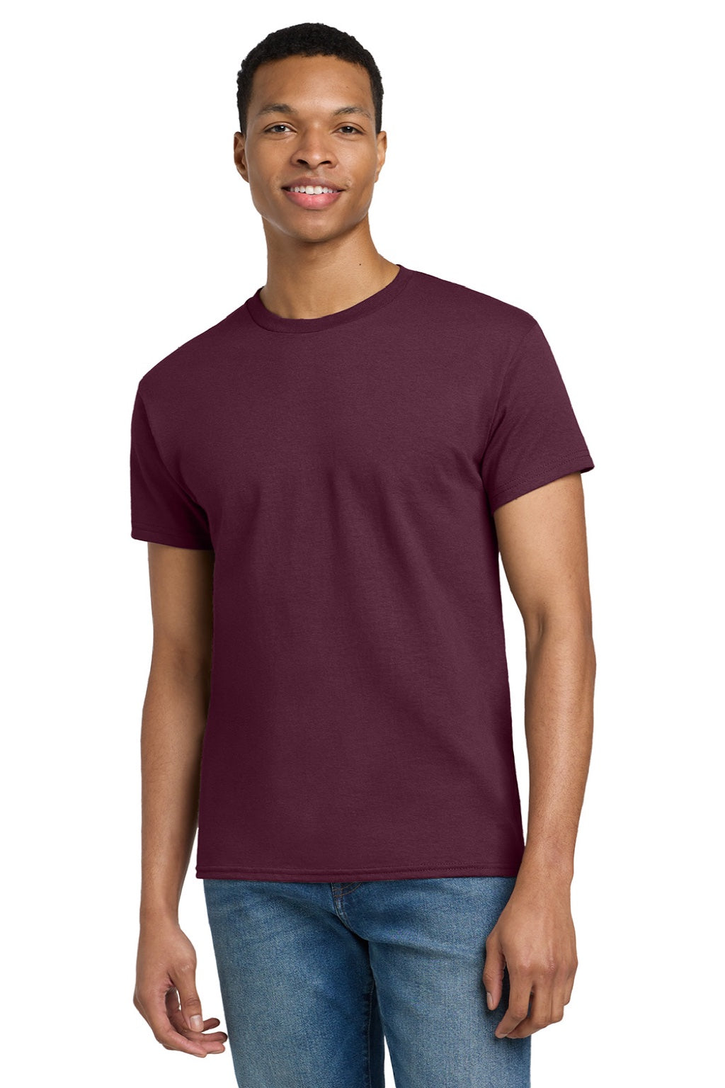 Gildan 2000/2000T Mens Ultra Short Sleeve Crewneck T-Shirt Maroon Model Front