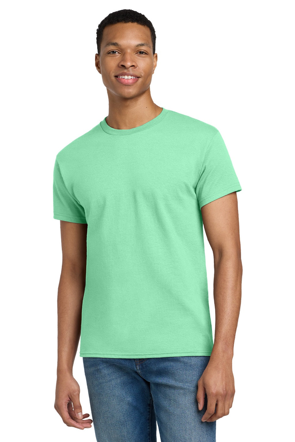 Gildan 2000/2000T Mens Ultra Short Sleeve Crewneck T-Shirt Mint Green Model Front
