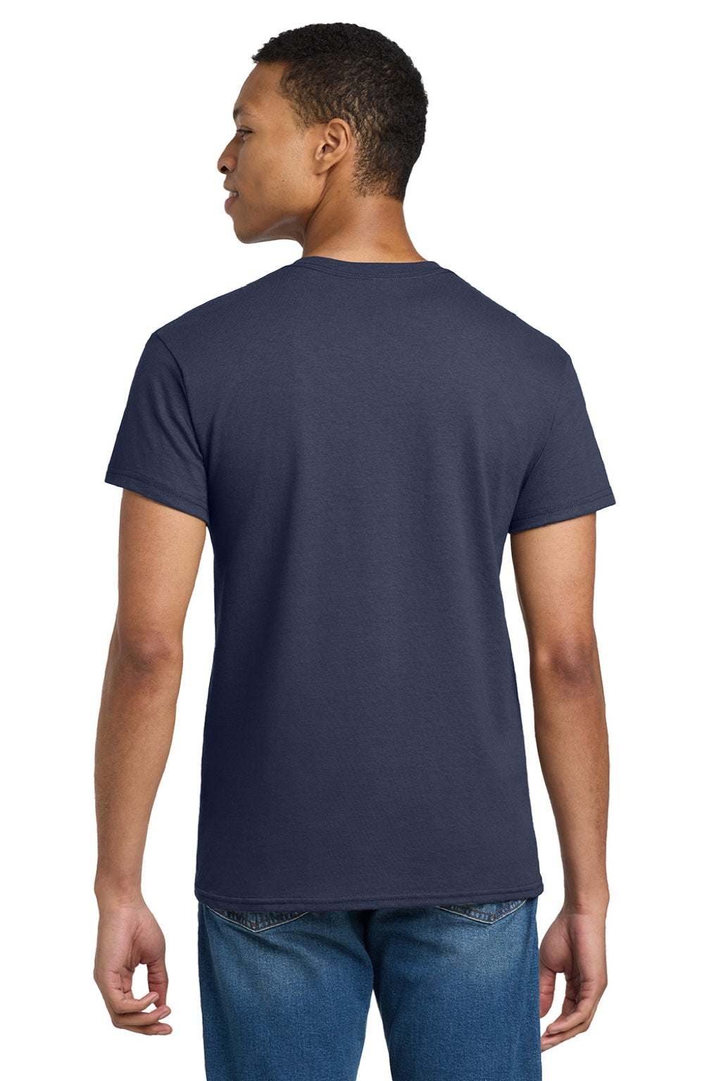 Gildan 2000/2000T Mens Ultra Short Sleeve Crewneck T-Shirt Navy Blue Model Back