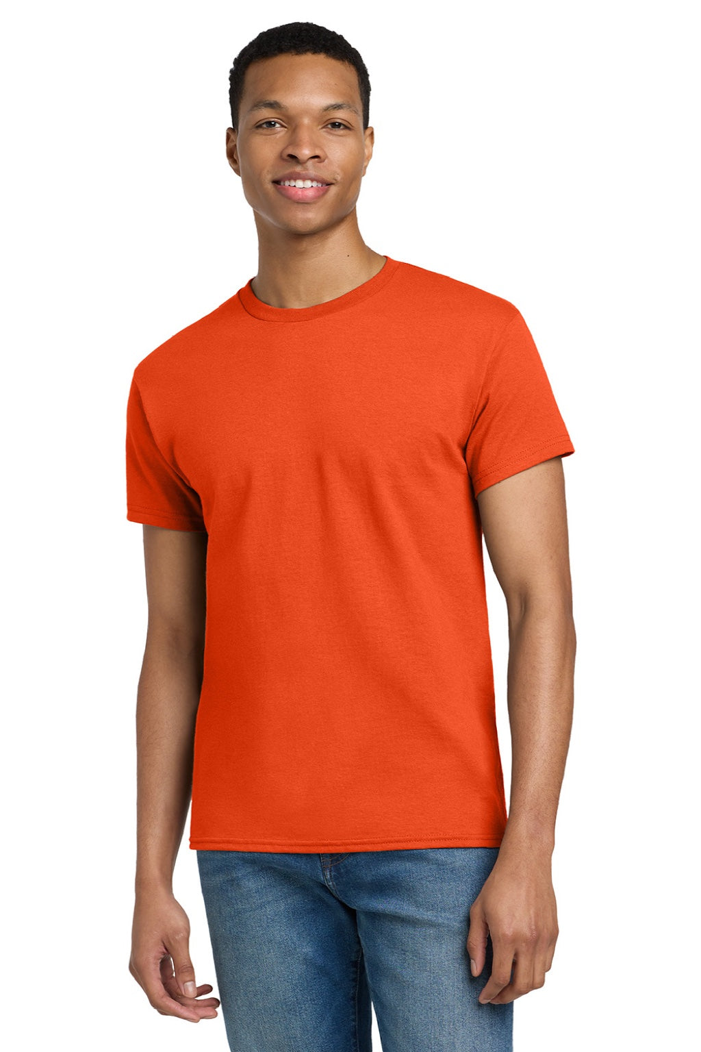 Gildan 2000/2000T Mens Ultra Short Sleeve Crewneck T-Shirt Orange Model Front