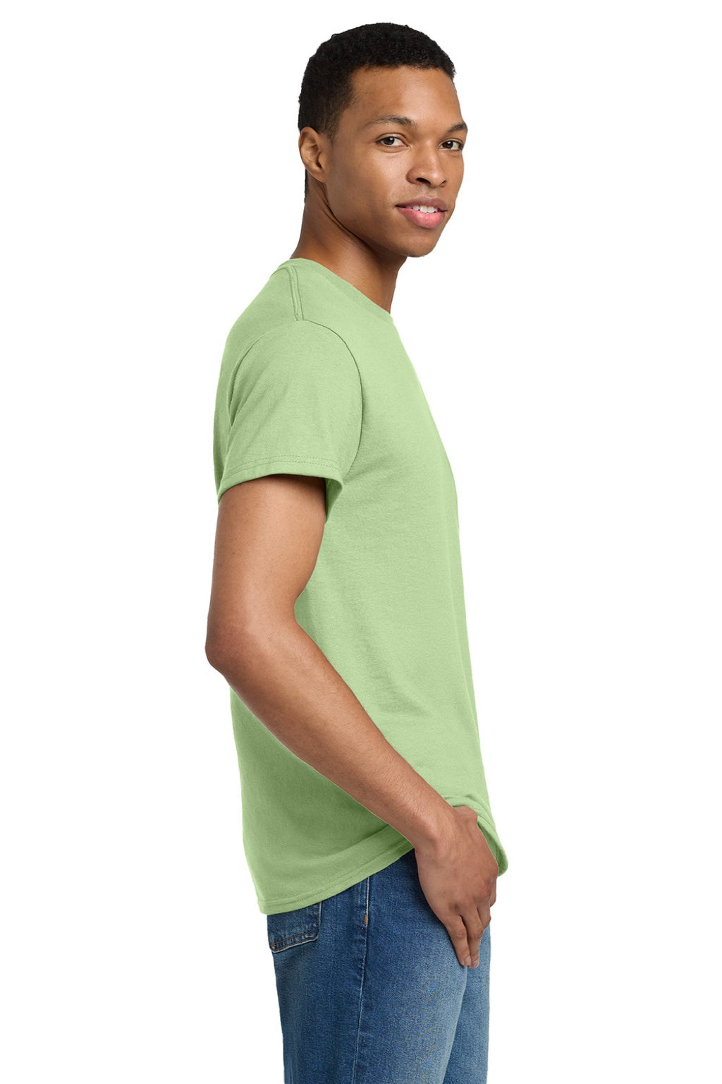 Gildan 2000/2000T Mens Ultra Short Sleeve Crewneck T-Shirt Pistachio Green Model Side
