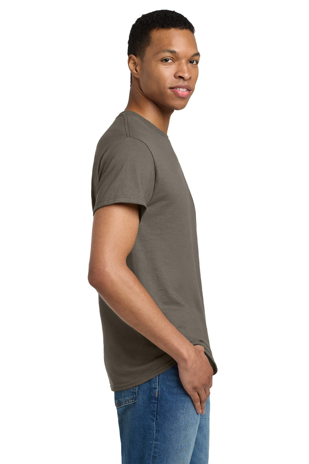 Gildan 2000/2000T Mens Ultra Short Sleeve Crewneck T-Shirt Prairie Dust Model Side