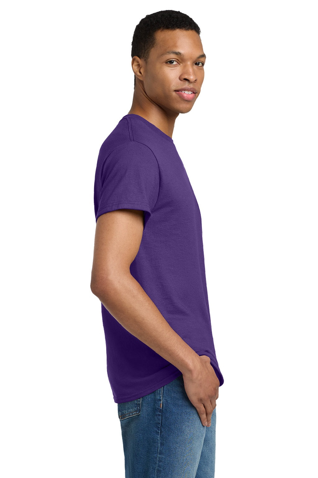 Gildan 2000/2000T Mens Ultra Short Sleeve Crewneck T-Shirt Purple Model Side