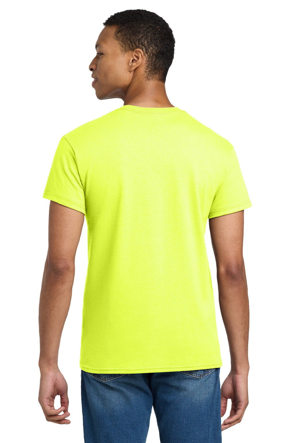 Gildan 2000/2000T Mens Ultra Short Sleeve Crewneck T-Shirt Safety Green Model Back
