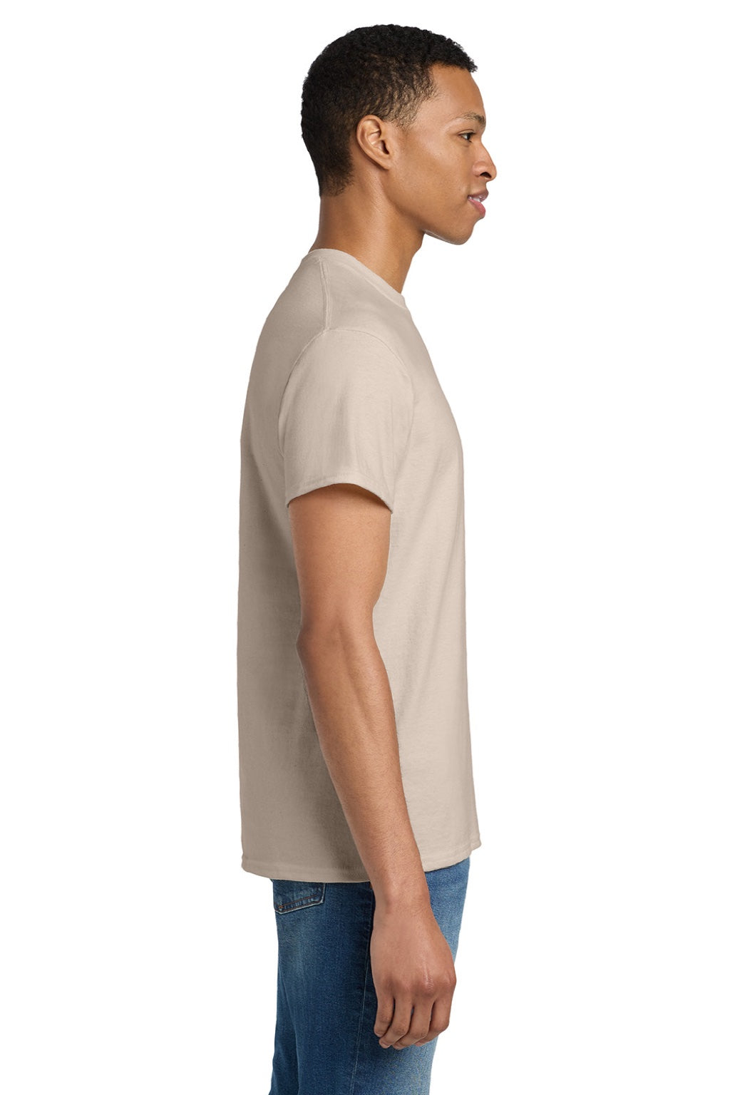 Gildan 2000/2000T Mens Ultra Short Sleeve Crewneck T-Shirt Sand Model Side