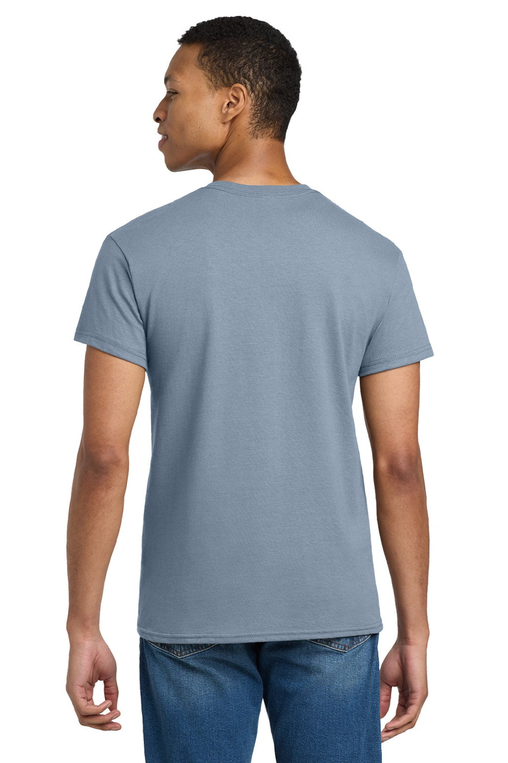 Gildan 2000/2000T Mens Ultra Short Sleeve Crewneck T-Shirt Stone Blue Model Back