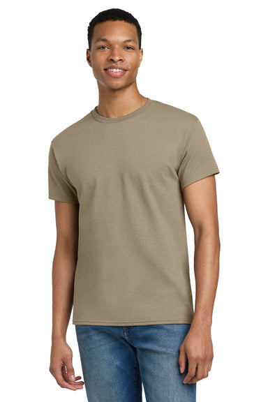 Gildan 2000/2000T Mens Ultra Short Sleeve Crewneck T-Shirt Tan Model Front