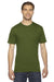 American Apparel 2001 Mens Fine Jersey Short Sleeve Crewneck T-Shirt Olive Green Model Front