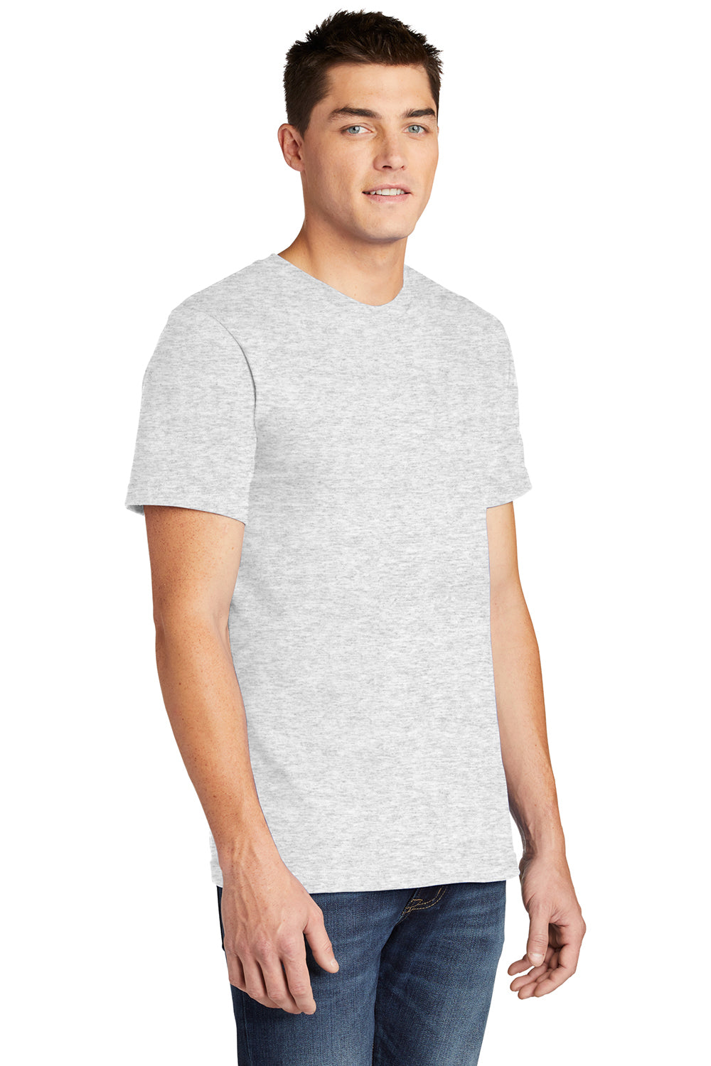 American Apparel 2001 Mens Fine Jersey Short Sleeve Crewneck T-Shirt Ash Grey Model 3Q