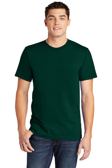 American Apparel 2001 Mens Fine Jersey Short Sleeve Crewneck T-Shirt Forest Green Model Front