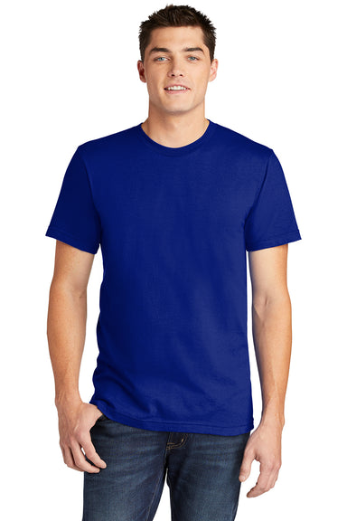 American Apparel 2001 Mens Fine Jersey Short Sleeve Crewneck T-Shirt Lapis Blue Model Front