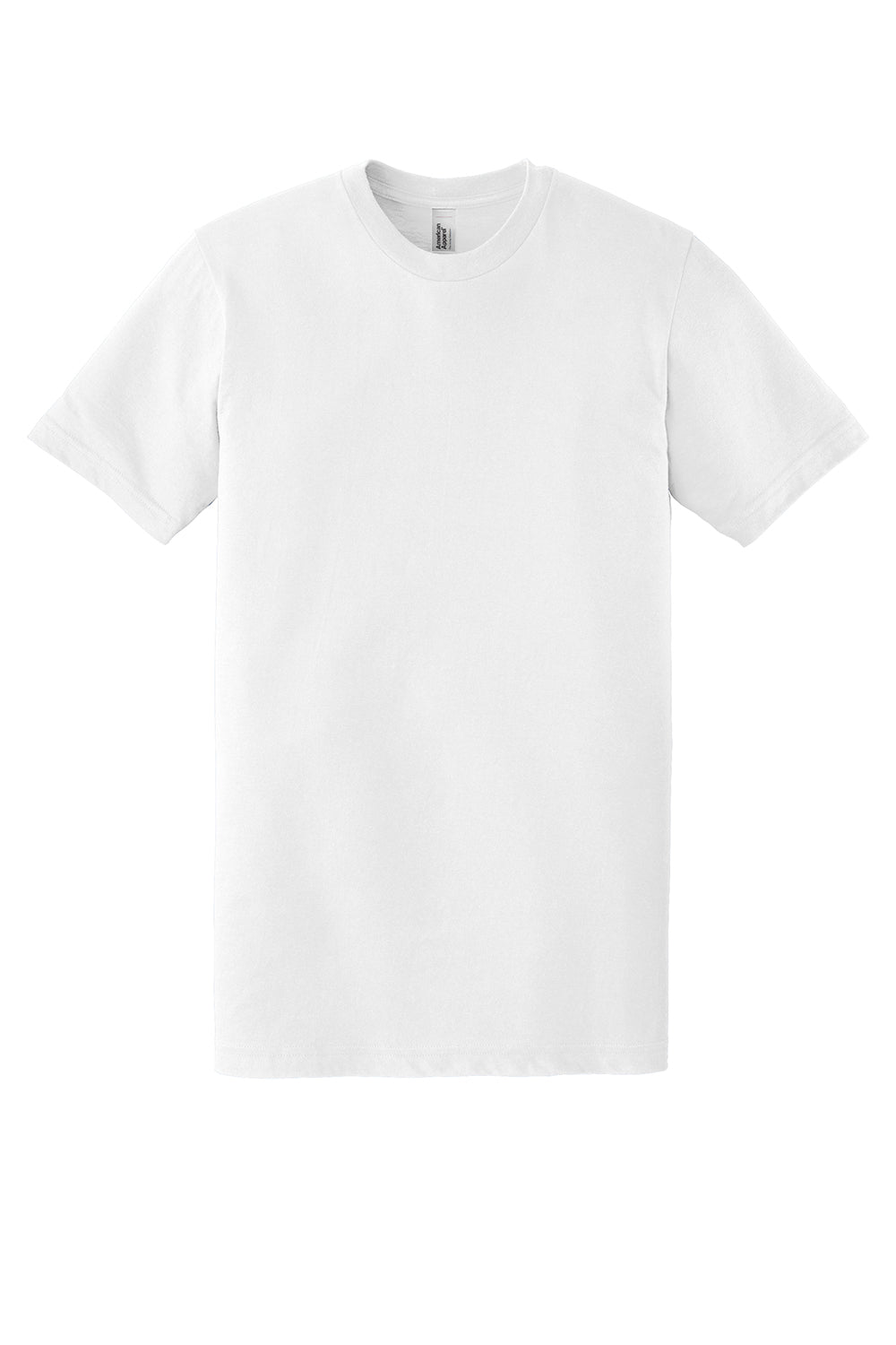American Apparel 2001 Mens Fine Jersey Short Sleeve Crewneck T-Shirt White Flat Front