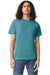 American Apparel 2001CVC Mens CVC Short Sleeve Crewneck T-Shirt Heather Arctic Blue Model Front