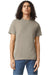 American Apparel 2001CVC Mens CVC Short Sleeve Crewneck T-Shirt Heather Khaki Brown Model Front
