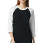 American Apparel Mens CVC Raglan 3/4 Sleeve Crewneck T-Shirt - Black/White