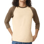 American Apparel Mens CVC Raglan 3/4 Sleeve Crewneck T-Shirt - Heather Bone/Heather Army Brown