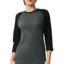 American Apparel Mens CVC Raglan 3/4 Sleeve Crewneck T-Shirt - Heather Charcoal Grey/Black