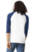 American Apparel 2003CVC Mens CVC Raglan 3/4 Sleeve Crewneck T-Shirt White/Heather Indigo Blue Model Back