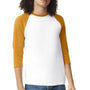 American Apparel Mens CVC Raglan 3/4 Sleeve Crewneck T-Shirt - White/Heather Mustard Yellow
