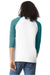 American Apparel 2003CVC Mens CVC Raglan 3/4 Sleeve Crewneck T-Shirt White/Heather Arctic Blue Model Back