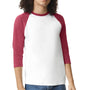 American Apparel Mens CVC Raglan 3/4 Sleeve Crewneck T-Shirt - White/Heather Cardinal Red