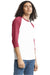American Apparel 2003CVC Mens CVC Raglan 3/4 Sleeve Crewneck T-Shirt White/Heather Cardinal Red Model Side