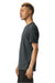 American Apparel 2004CVC Mens CVC Short Sleeve Henley T-Shirt Heather Charcoal Grey Model Side