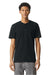 American Apparel 2004CVC Mens CVC Short Sleeve Henley T-Shirt Black Model Front