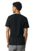 American Apparel 2004CVC Mens CVC Short Sleeve Henley T-Shirt Black Model Back