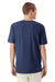 American Apparel 2004CVC Mens CVC Short Sleeve Henley T-Shirt Heather Indigo Model Back