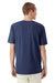 American Apparel 2004CVC Mens CVC Short Sleeve Henley T-Shirt Heather Indigo Blue Model Back