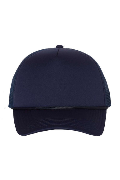 Valucap Hats VC700 Mens Foam Mesh Back Snapback Trucker Hat Navy Blue Flat Front