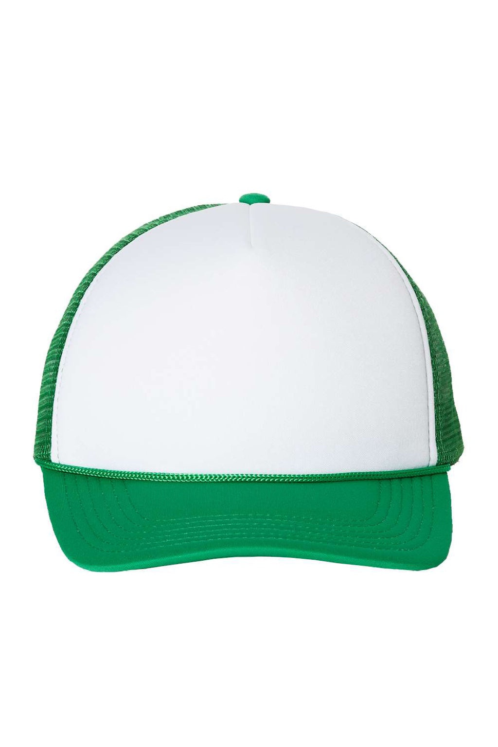 Valucap Hats VC700 Mens Foam Mesh Back Snapback Trucker Hat White/Kelly Green Flat Front