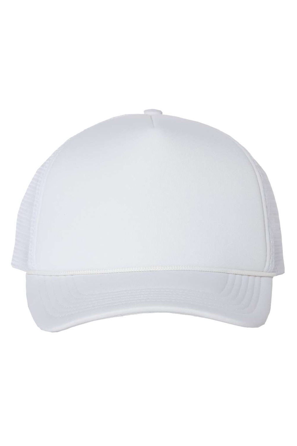 Valucap Hats VC700 Mens Foam Mesh Back Snapback Trucker Hat White Flat Front