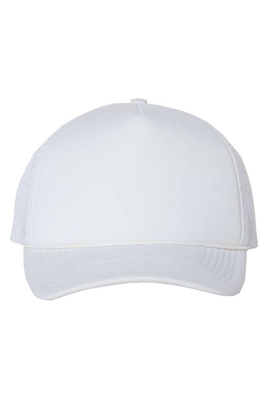 Valucap Hats VC700 Mens Foam Mesh Back Snapback Trucker Hat White Flat Front