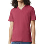 American Apparel Mens CVC Short Sleeve V-Neck T-Shirt - Heather Cardinal Red