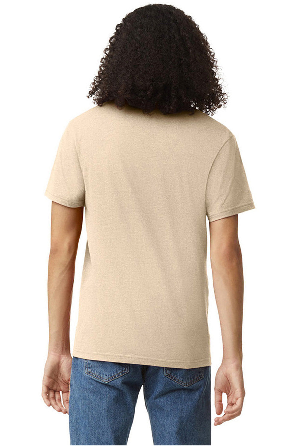American Apparel 2006CVC Mens CVC Short Sleeve V-Neck T-Shirt Heather Bone Model Back