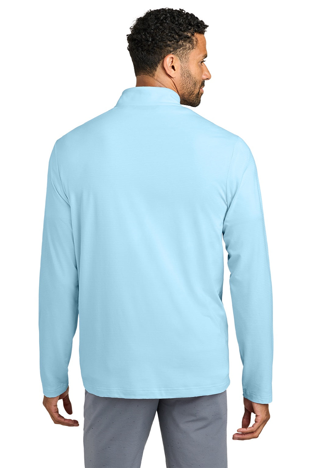 TravisMathew TM1MW452 Mens Crestview 1/4 Zip Sweatshirt Dream Blue Model Back