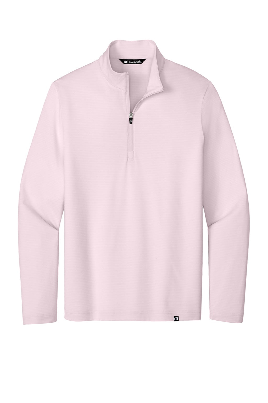 TravisMathew TM1MW452 Mens Crestview 1/4 Zip Sweatshirt Stone Pink Flat Front